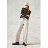 Damesbroek - Hoge Taille - Zwart - Materiaalmix met Stretchaandeel