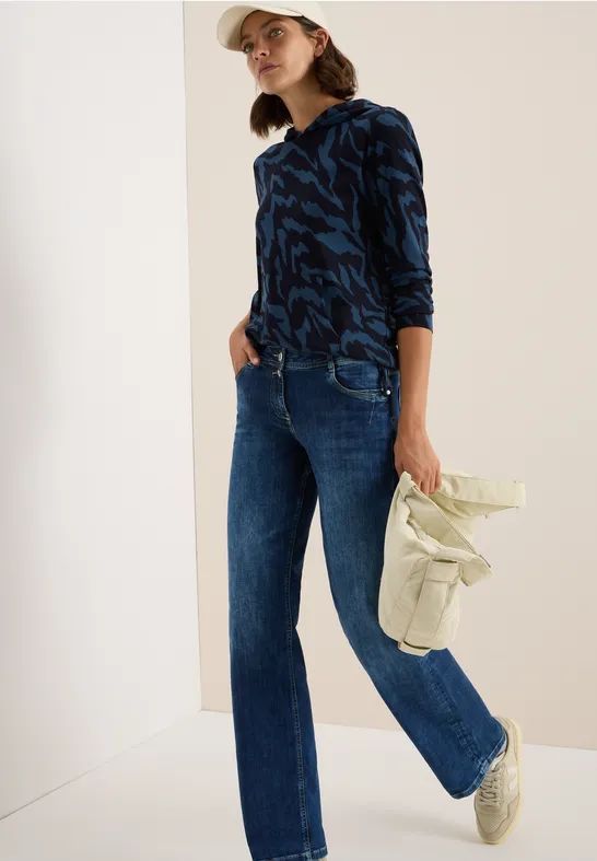 Cecil - Sweatshirt - Urban dark blue - Met Print All-over - Kangoeroezak