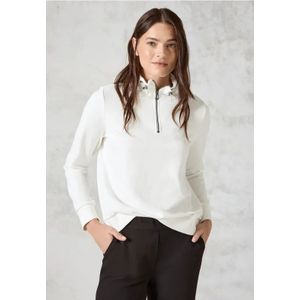 Cecil - B302954 - Sweatshirt - Wit - Opstaande Kraag met Trekkoord