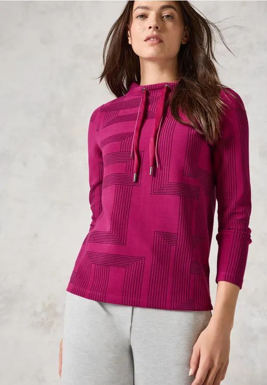Cecil - Jacquard Shirt - Pink - Dames - Lange Mouwen