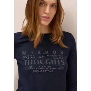 Cecil Dames Zacht shirt met tekst in Blauw, Gr: 3XL
