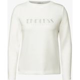 Cecil - B322471 - Damesshirt - Vanilla Wit - Lange Mouwen - Materiaalmix met Stretchgehalte