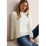 Cecil - B322471 - Damesshirt - Vanilla Wit - Lange Mouwen - Materiaalmix met Stretchgehalte