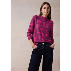 Cecil Dames Bedrukt shirt met lange mouwen in Pink, Gr: XXL