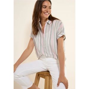 Cecil Dames Gestreepte blouse met korte mouwen in Wit, Gr: L