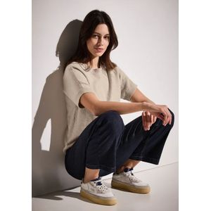 Cecil Dames Fijn gebreide trui met korte mouwen in Beige, Gr: XS