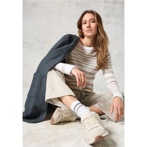 Cecil Dames Trui met strepen in Beige|Wit, Gr: XXL