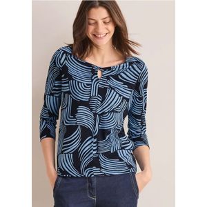 Cecil Dames Shirt met knoopdetail in Blauw, Gr: XXL