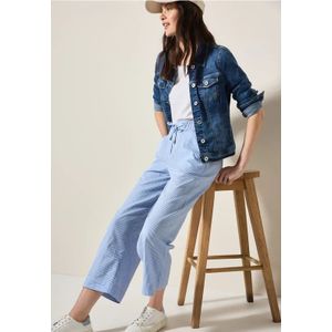 Cecil Dames Gestreepte seersucker broek in Blauw, Gr: XXL