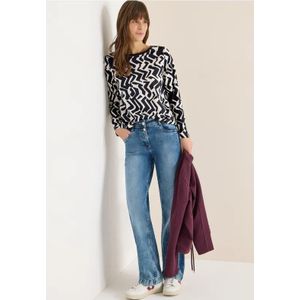 Cecil Dames Gedessineerd shirt met lange mouwen in Grijs, Gr: 3XL