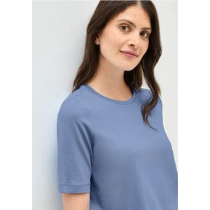 Cecil - Basic Shirt - Blauw - Katoenen Jersey met Stretch