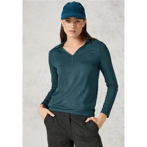 Cecil - Longsleeve - Groen - Dames Shirt met Polokraag