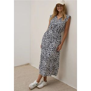 Cecil Dames Gedessineerde volant jurk in Blauw, Gr: L