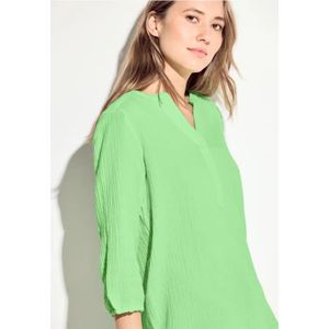 Cecil - Mousseline Blouse - Groen - 3/4-Mouw - Ronde Hals met Split
