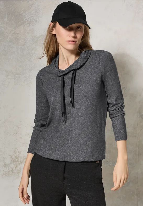 Cecil - Dames Shirt - Grijs - Sjaalkraag - Lange Mouwen