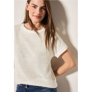 Cecil - T-shirt - Vanilla white - Luchtige Brei-optiek