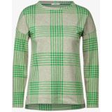 Cecil - Dames Ruiten Jacquard Shirt - Groen - Lange Mouwen