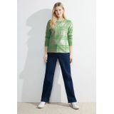 Cecil - Dames Ruiten Jacquard Shirt - Groen - Lange Mouwen