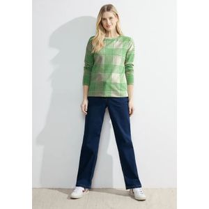 Cecil - Dames Ruiten Jacquard Shirt - Groen - Lange Mouwen