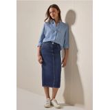 CECIL - Denim Rok - Midi - Zijsplitten - 5-Pocket - Comfortabel