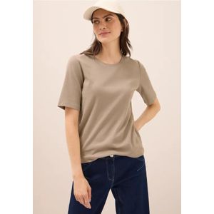 Cecil - Dames Basic Geribd Shirt - Bruin