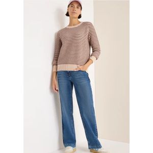 Cecil Dames Tweekleurige trui met structuur in Bruin, Gr: 3XL