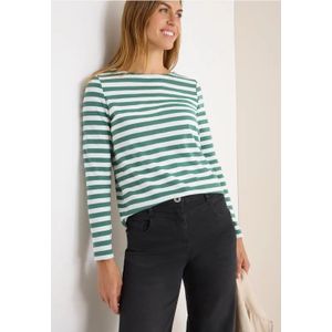 Cecil Dames Gestreept basic shirt in Groen, Gr: L