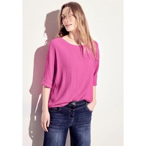 Cecil - Blouse - Pink - Structuurlook - Ronde Hals