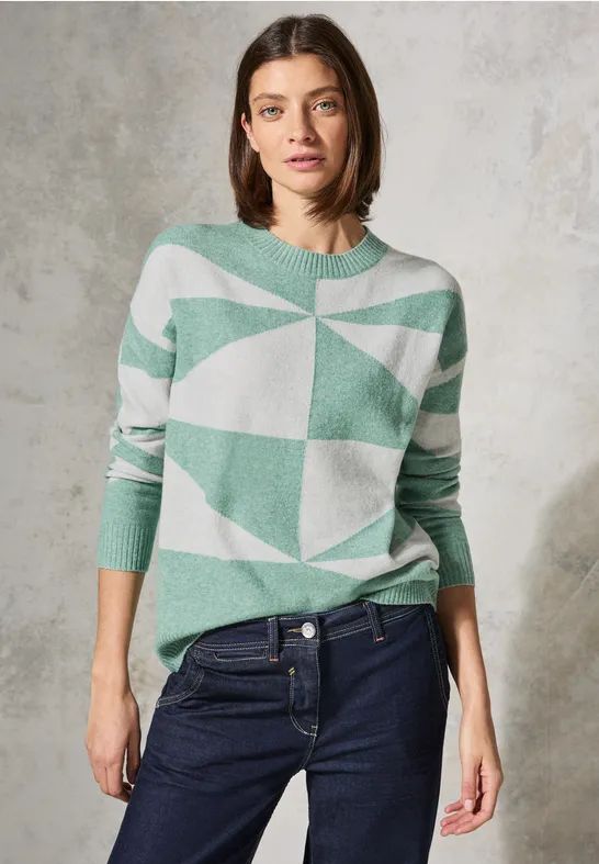Cecil - Gebreide Damestrui - Groen - Met Patroon