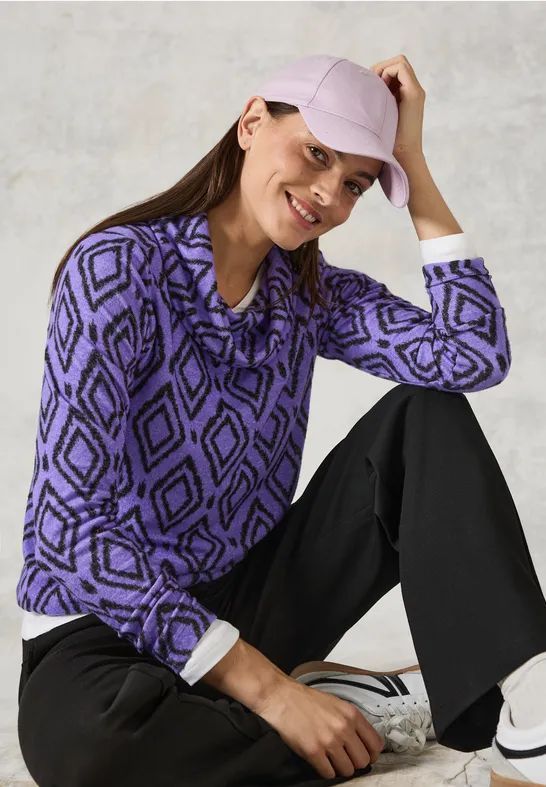 Cecil - Fluffy Shirt - Paars - Dames - Met Print