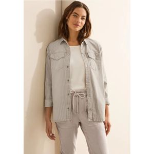 Cecil Dames Gestreept denim overhemd in Beige, Gr: XS