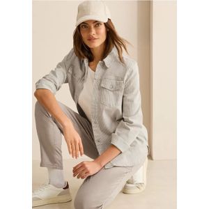 Cecil Dames Gestreept denim overhemd in Beige, Gr: XS