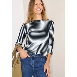 Cecil Dames Gestreept shirt met structuur in Blauw, Gr: 3XL
