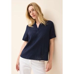 Urban Navy Blue - Blouse - Lichte Structuurpatroon - Regular Fit