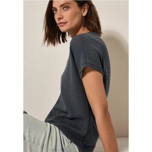 Cecil - Ajour Shirt - Grijs - Katoenmix