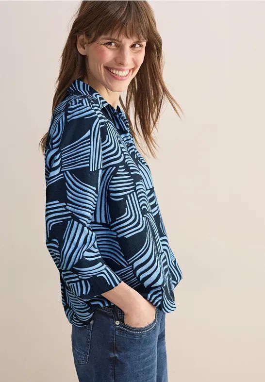 Cecil - Gedessineerde Blouse - Blauw - Dames
