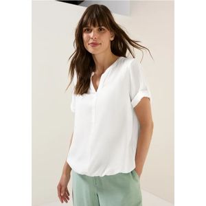 Cecil Dames Blouse van viscose met gespleten hals in Wit, Gr: L