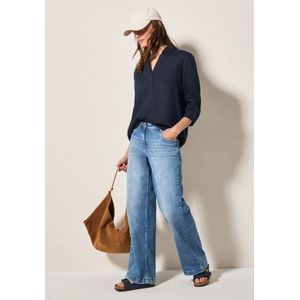 Cecil Dames Lange linnen blouse in Blauw, Gr: M