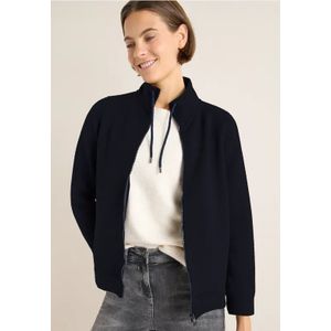 Cecil Dames Sweatjack met textuur in Blauw, Gr: 3XL