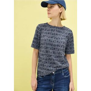 Cecil Dames Shirt met burn-out look in Blauw, Gr: XXL