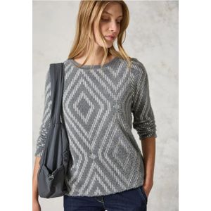 Cecil Dames Shirt van verengaren met patroon in Grijs, Gr: XXL