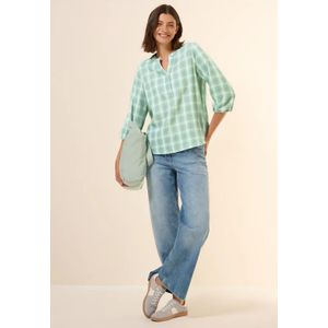 Cecil Dames Geruite blouse met structuur in Groen, Gr: L