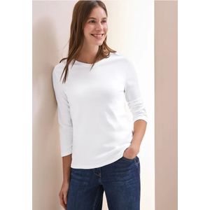Cecil Dames Basic V-hals shirt in Wit, Gr: S