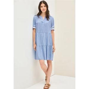 Cecil Dames Gestreepte volant jurk in Blauw, Gr: 3XL