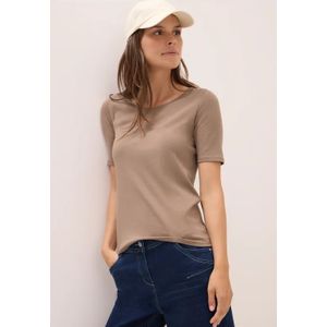 Cecil - T-shirt - Bruin - Halflange Mouwen - Ronde Hals - Basic
