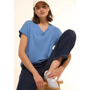 Cecil Dames Shirt met V-hals in Blauw, Gr: L