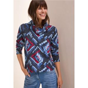 Cecil - Bedrukt Gemêleerd Overhemd - Blauw - Dames - Gr: XXL