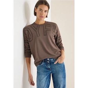 Cecil Dames Shirt met print aan de voorkant in Beige, Gr: L