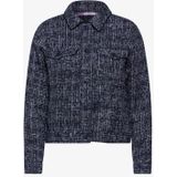 CECIL - B212237 - Bouclé Jas - Universeel Blauw - Korte Jas met Hemdkraag en Borstzakken