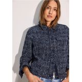 CECIL - B212237 - Bouclé Jas - Universeel Blauw - Korte Jas met Hemdkraag en Borstzakken